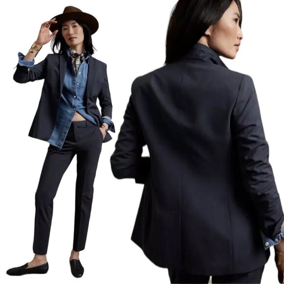 Banana Republic Long and Lean Washable Wool Blend Blazer Navy Blue Size 18 - Picture 3 of 9